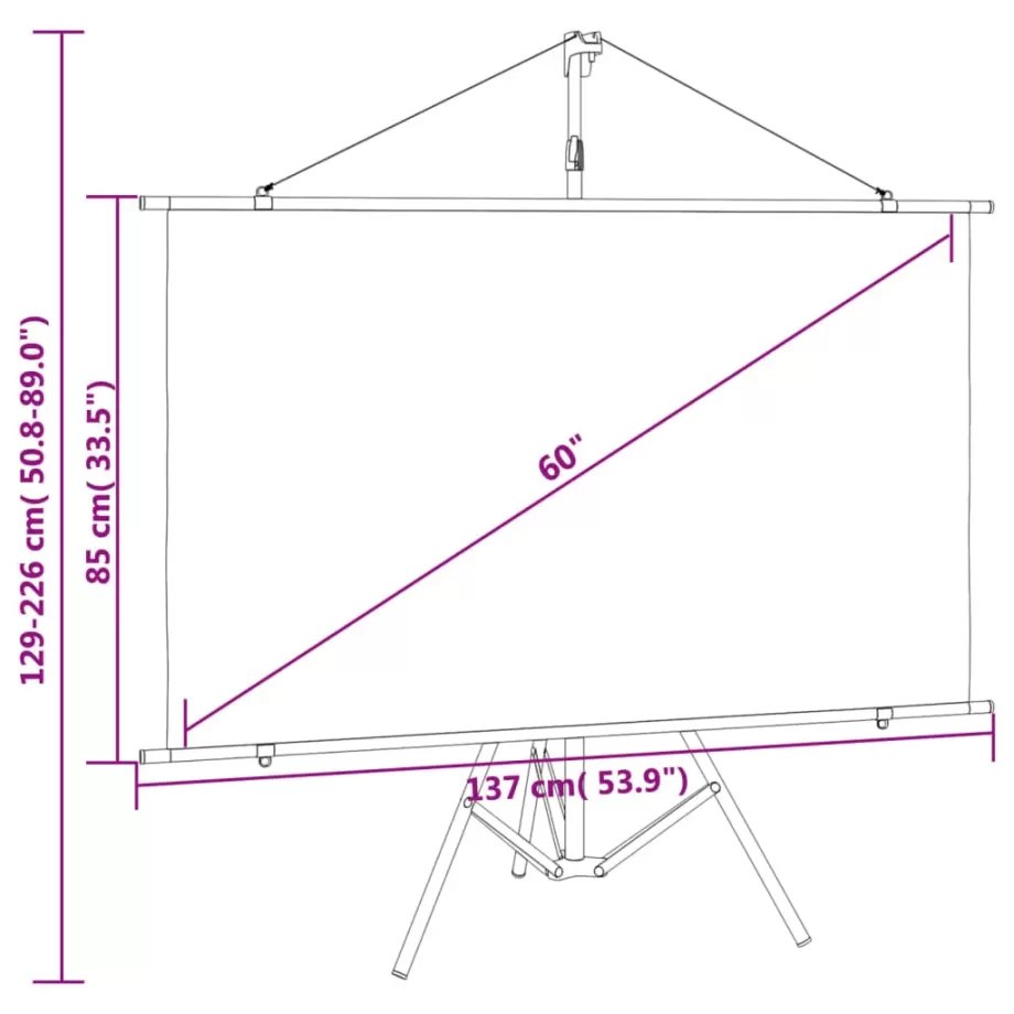 vidaXL Projection Screen with Tripod 60" 16:9