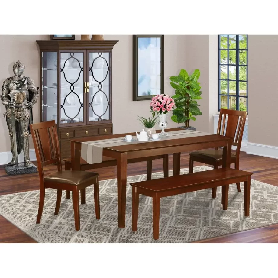 5 Pc Dining room set-Table and 2 Dining Chairs and 2 Benches