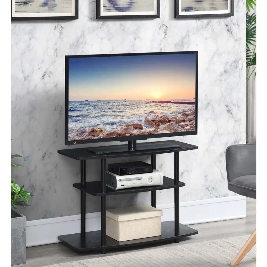 Designs2Go No Tools 3 Tier TV Stand Black/Black