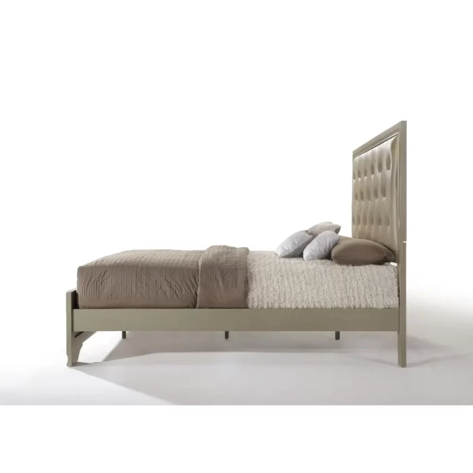 Carine Queen Bed, PU & Champagne (1Set/2Ctn)