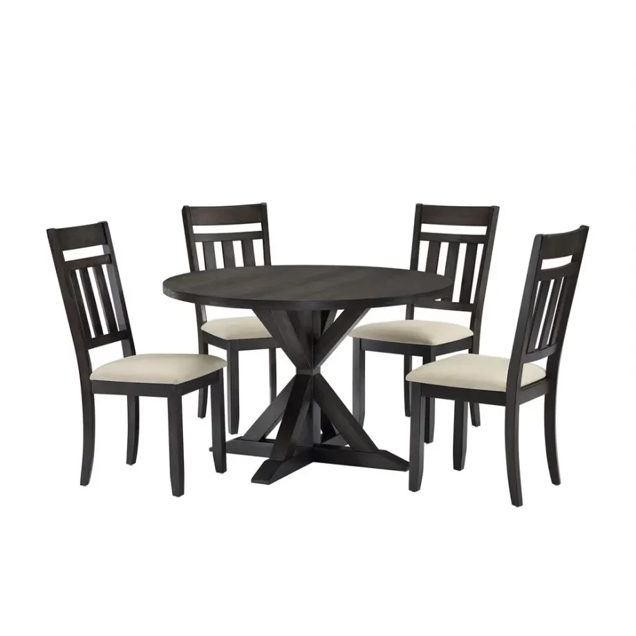 Hayden 5Pc Round Dining Set Slate - Table & 4 Slat Back Chairs