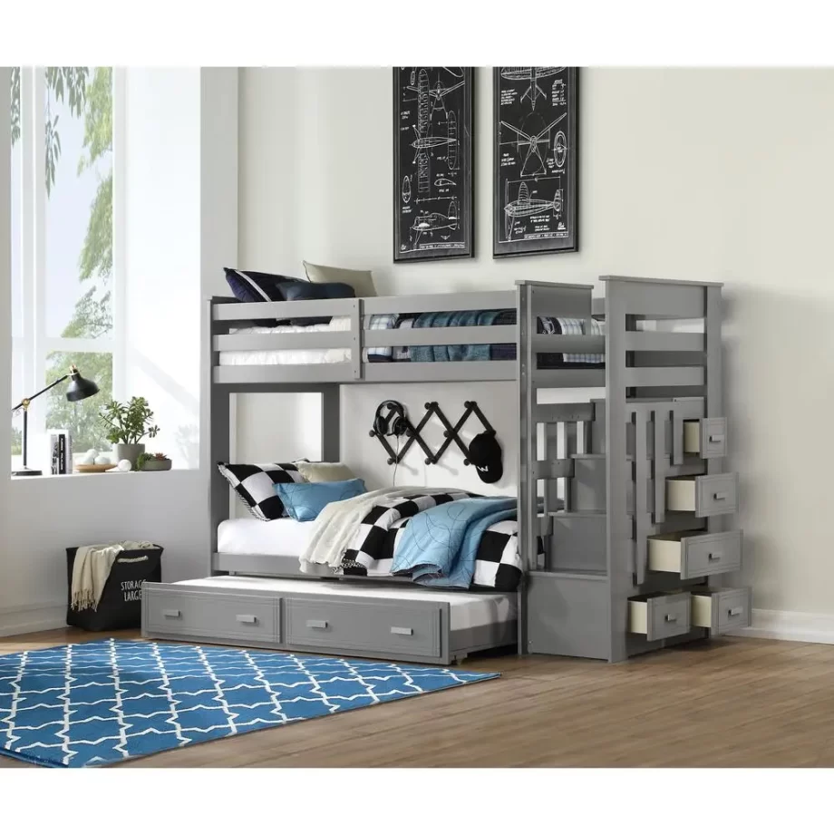 Twin/Twin Bunk Bed w/Storage Ladder & Trundle