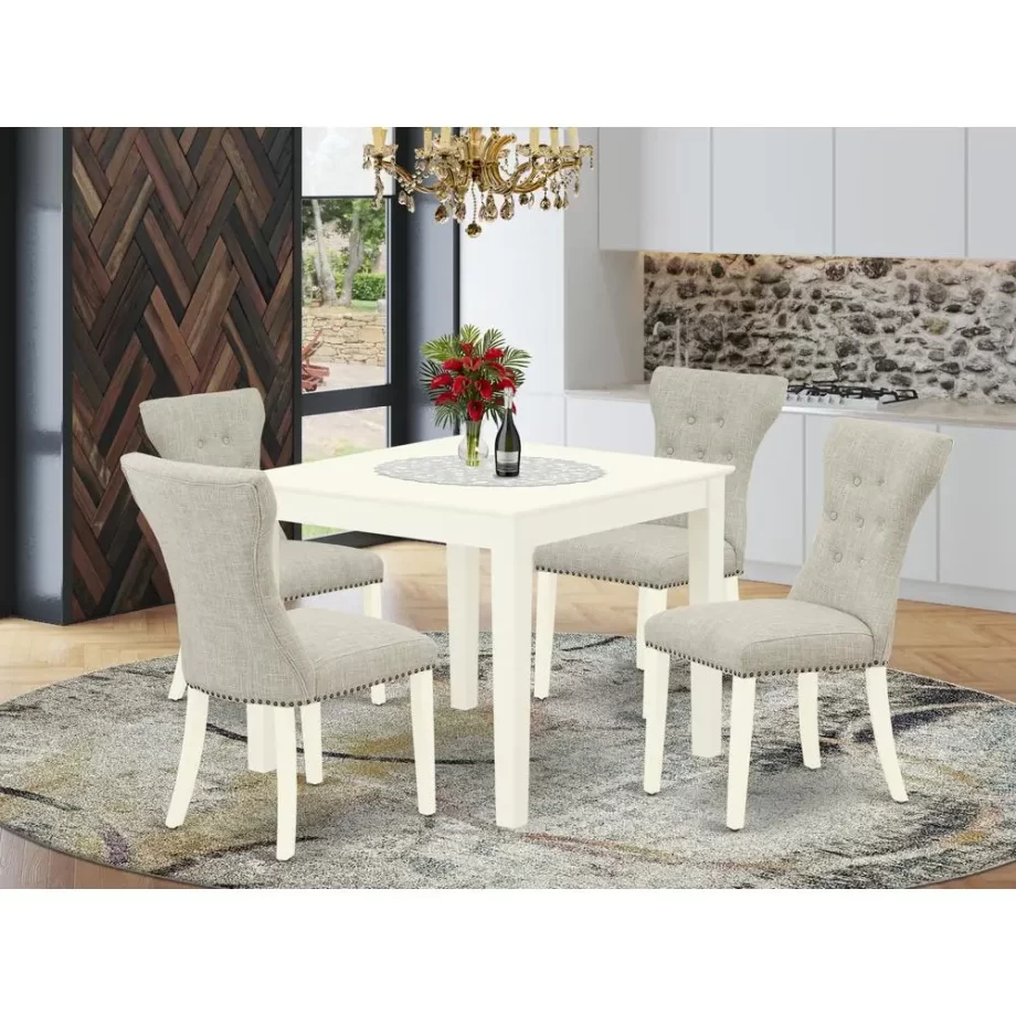 Dining Room Set Linen White, OXGA5-LWH-35