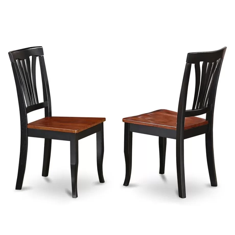 3 Pc set with a Round Table and 2 Wood Dinette Chairs in Black and Cherry