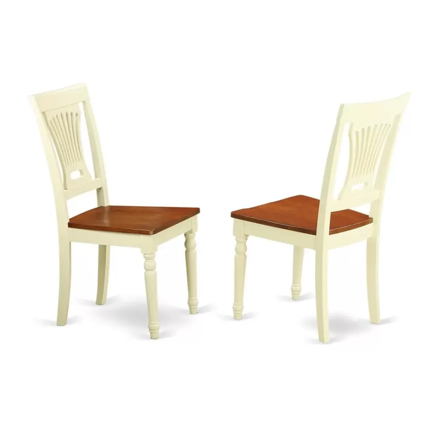 3 Pc set with a Round Dinette Table and 2 Wood Dinette Chairs in Buttermilk and Cherry .