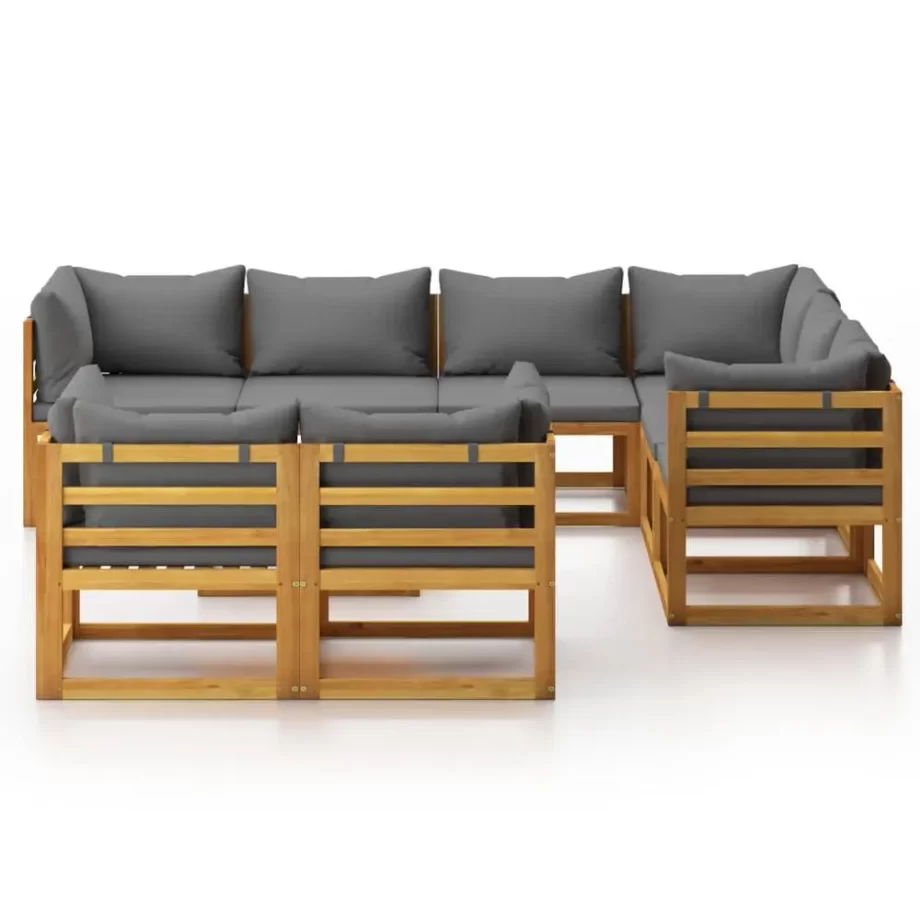 vidaXL 10 Piece Garden Lounge Set with Cushion Solid Acacia Wood, 3057616