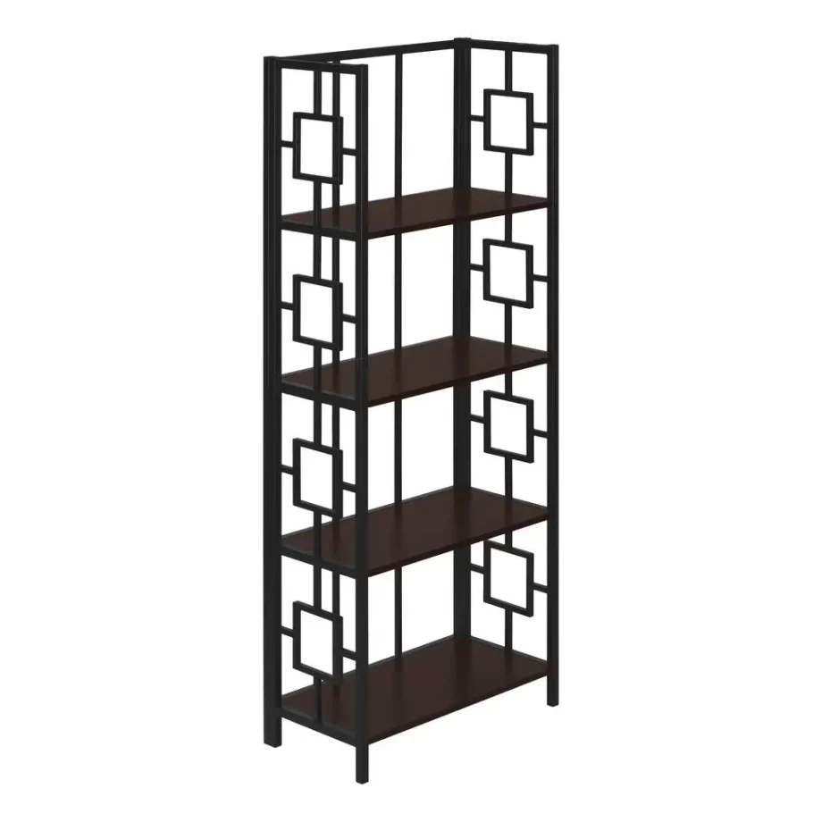 Bookshelf, Bookcase, Etagere, 4 Tier, 62H, Office, Bedroom, Brown Laminate