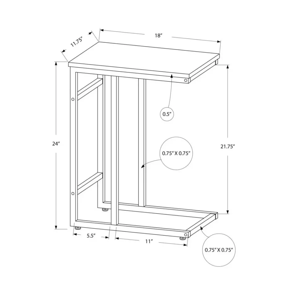 Accent Table, C-shaped, End, Side, Snack, Living Room, Bedroom, White Marble