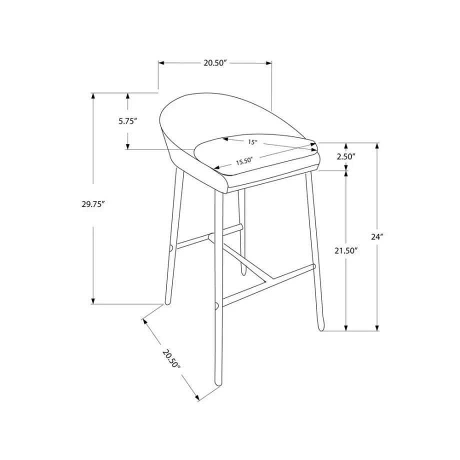 Bar Stool, Set Of 2, Counter Height, Kitchen, Chrome