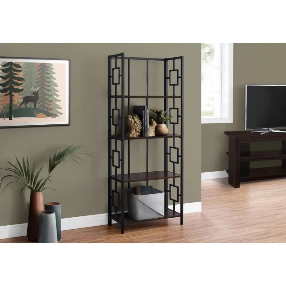 Bookshelf, Bookcase, Etagere, 4 Tier, 62H, Office, Bedroom, Brown Laminate