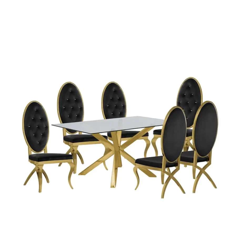 Contemporary 5pc Dining Set, Glass Dining Table