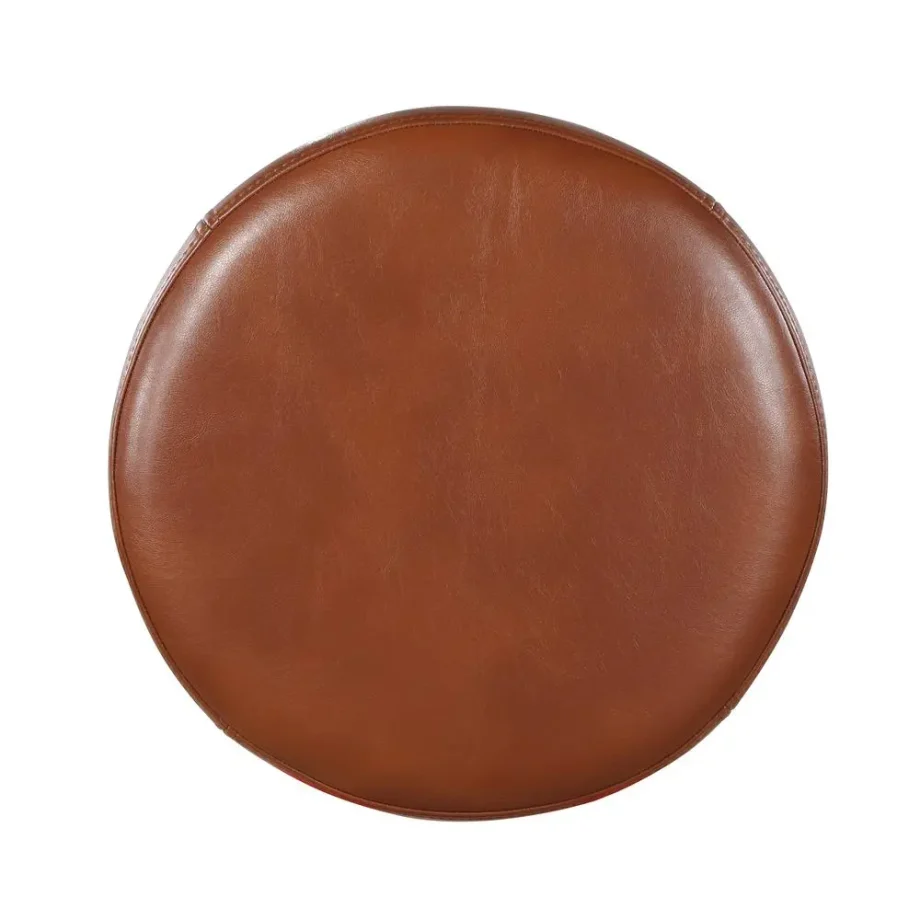Montecarlo Caramel Faux Leather and Metal Backless Counter Height Stool
